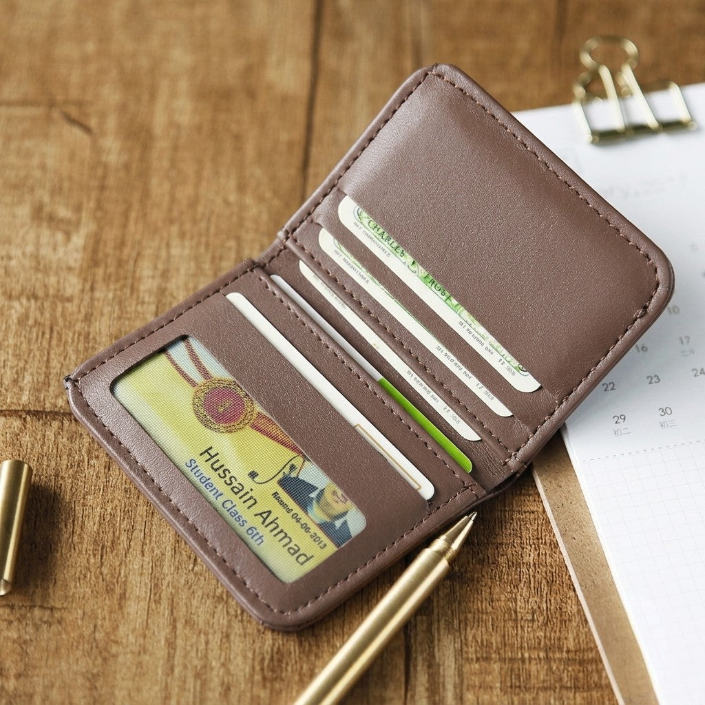 Fashion Slim PU Wallet Card Holder For Men & Women | Compact Cash & Card Purse With ID Window