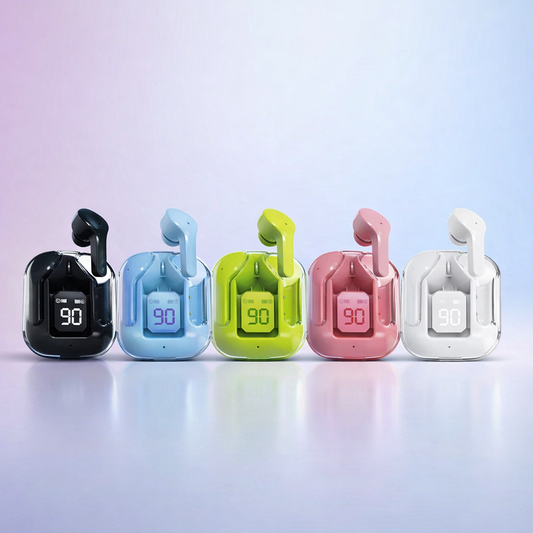Air31 TWS Wireless Earbuds – Crystal Clear Transparent Shell Earphones With LED Digital Power Display And Bluetooth V5.3