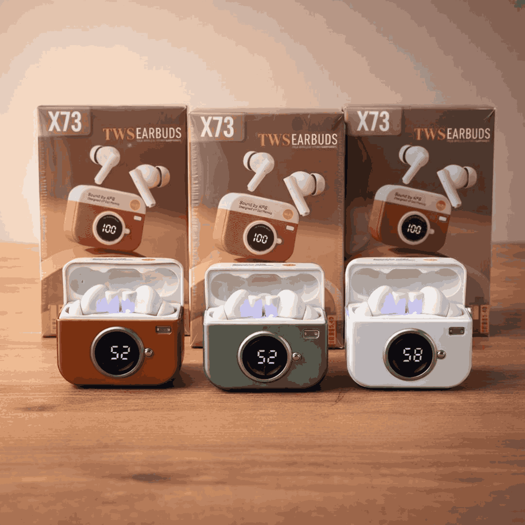 X73 TWS Wireless Earbuds Game Box Edition – True Wireless Stereo Earphones With Retro Retro Console Styling And LED Digital Battery Percentage Display