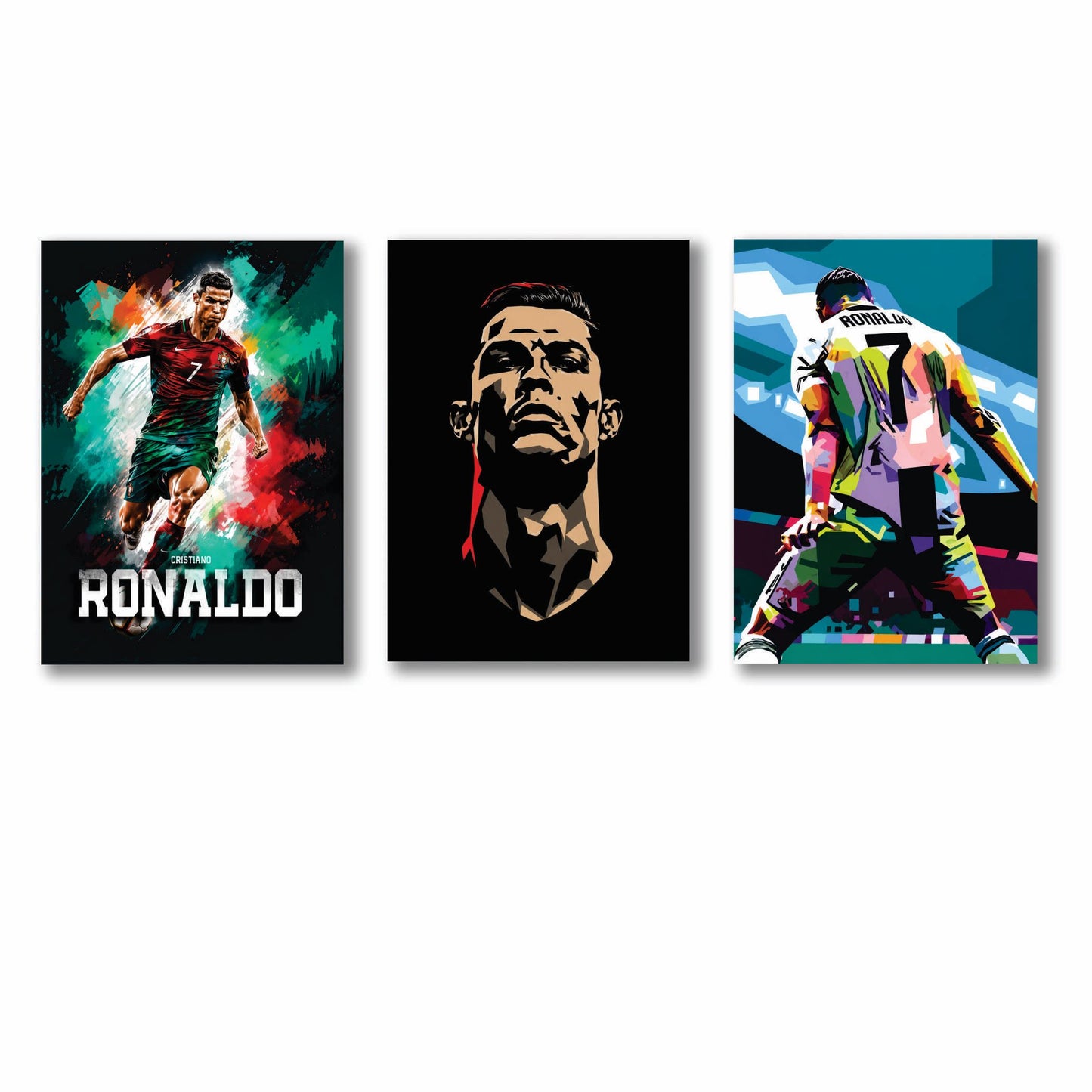Set Of 3 Premium Wall Art  of ronaldo Photo Tiles – Modern Home Decor Sets 8x11