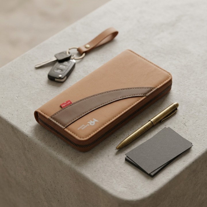 MR Leather Wallet With Zipper | Premium Men's Leather Wallet | Multi-Card Holder | Cash & Coin Pocket | Secure Zip Closure | Color Brown