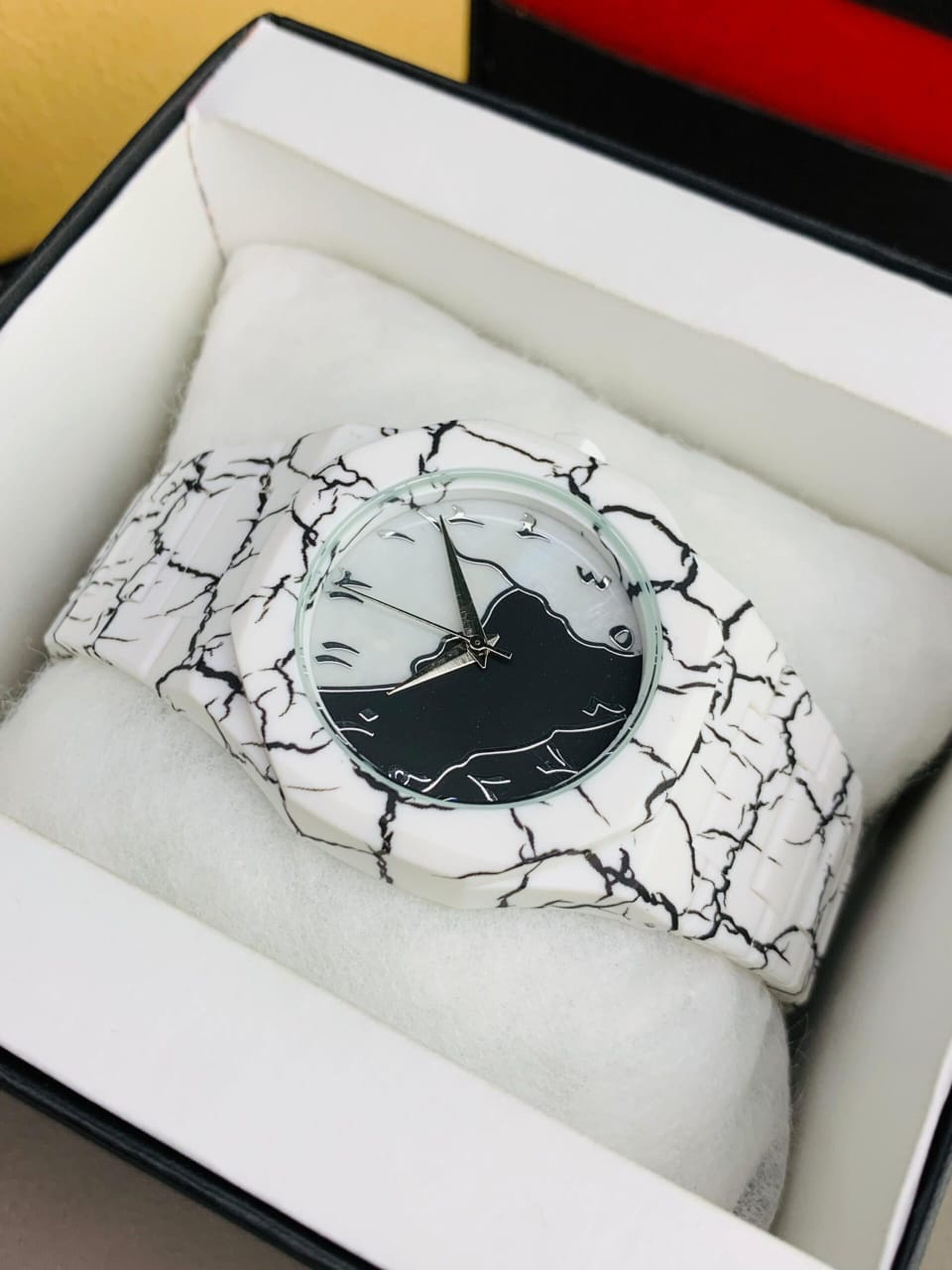 Arabic Aura White Marble Edition Watch For Men & Women