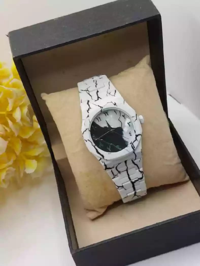 Arabic Aura White Marble Edition Watch For Men & Women